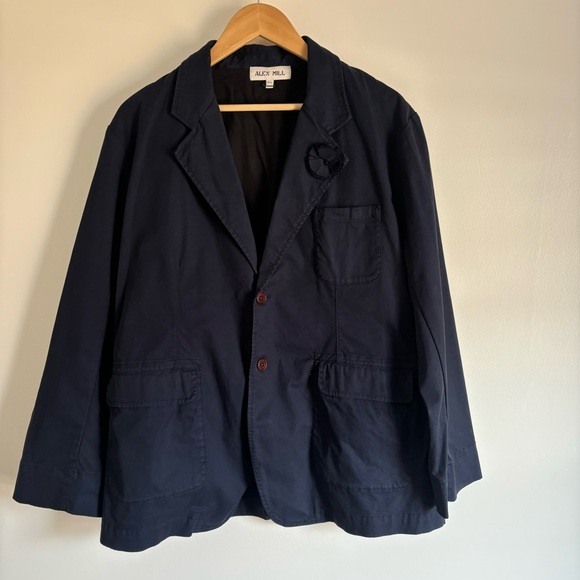 Alex Mill Navy Jacket adorned with a fun flower.  Comfy and versatile XL. - Picture 14 of 16